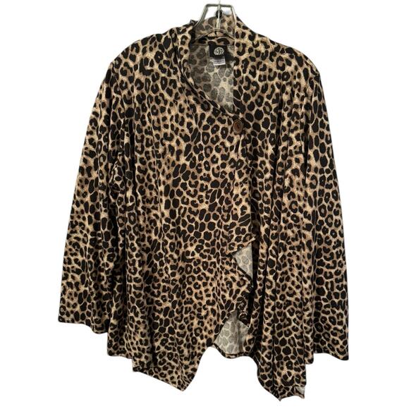 Bobeau 3X Leopard Animal Print Knit Jacket One Button Stretch Blazer - Picture 6 of 7